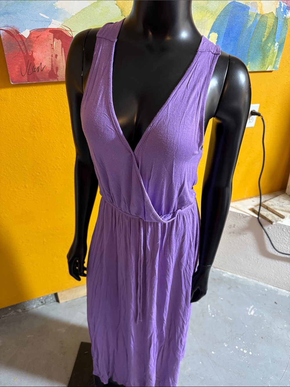Pre-Owned Women's Purple Sleeveless Wrap-Front Dress Sz L